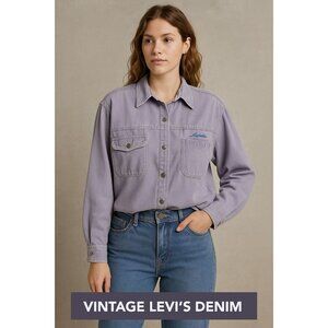 VINTAGE LEVI'S AUTHENTIC SHIRT Y2K UTILITY CORE LAVENDER FADE Sz LARGE